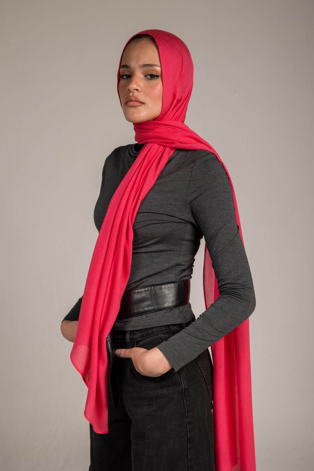 Worood Hot Pink Cotton Modal Scarf – fun and energetic