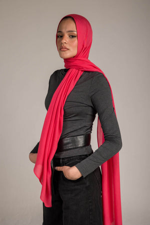 Worood Hot Pink Cotton Modal Scarf – fun and energetic