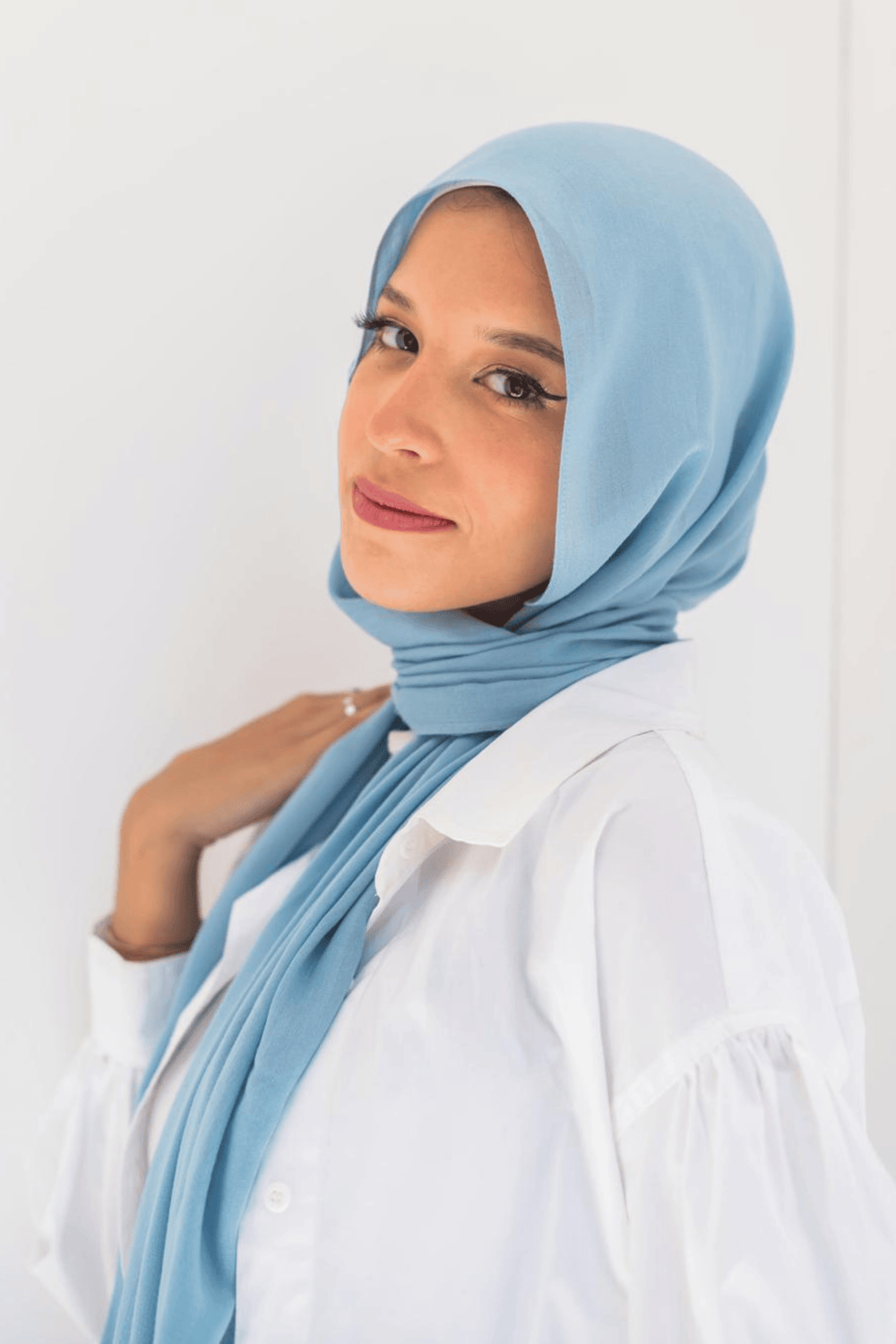 Worood Light Teal Cotton Modal Scarf – fresh and delicate