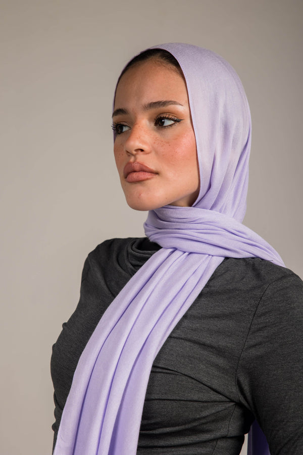 Worood Lilac Cotton Modal Scarf – sweet and graceful.