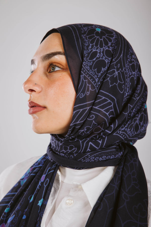 Worood Midnight Charm Modal Scarf – chic and enchanting.