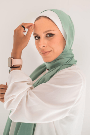 Worood Mint Green Cotton Modal Scarf – fresh and elegant