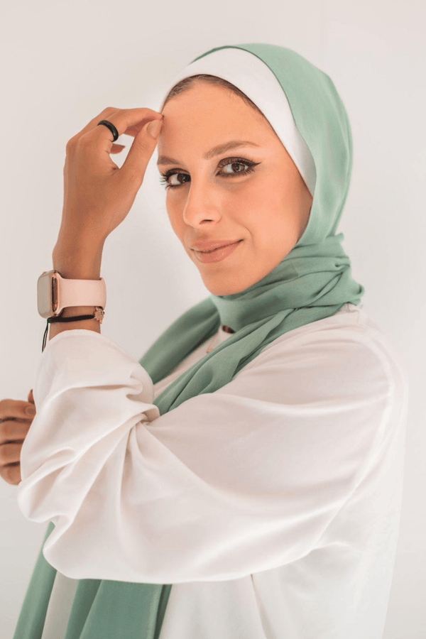 Worood Mint Green Cotton Modal Scarf – fresh and elegant