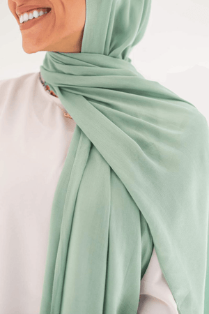 Worood Mint Green Cotton Modal Scarf – fresh and elegant