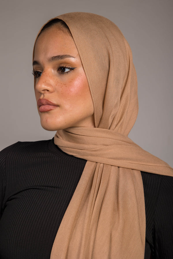 Worood Mocha Cotton Modal Scarf – subtle and stylish