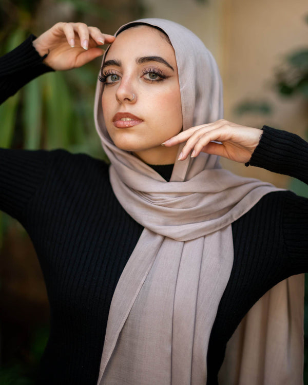 Worood Moon Rock Cotton Modal Scarf – neutral and timeless