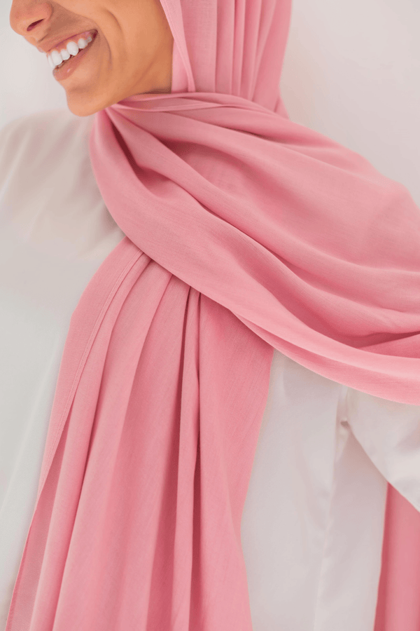 Worood Pink Cotton Modal Scarf – simple and charming