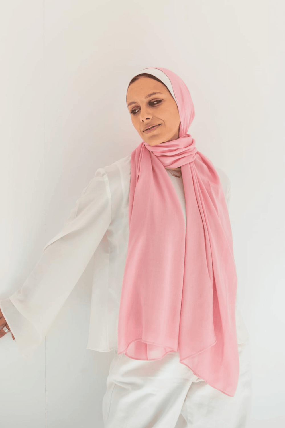 Worood Pink Cotton Modal Scarf – simple and charming