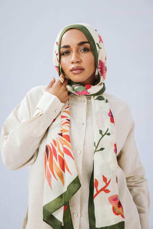 Worood Ruby Vines Modal Scarf – rich and elegant