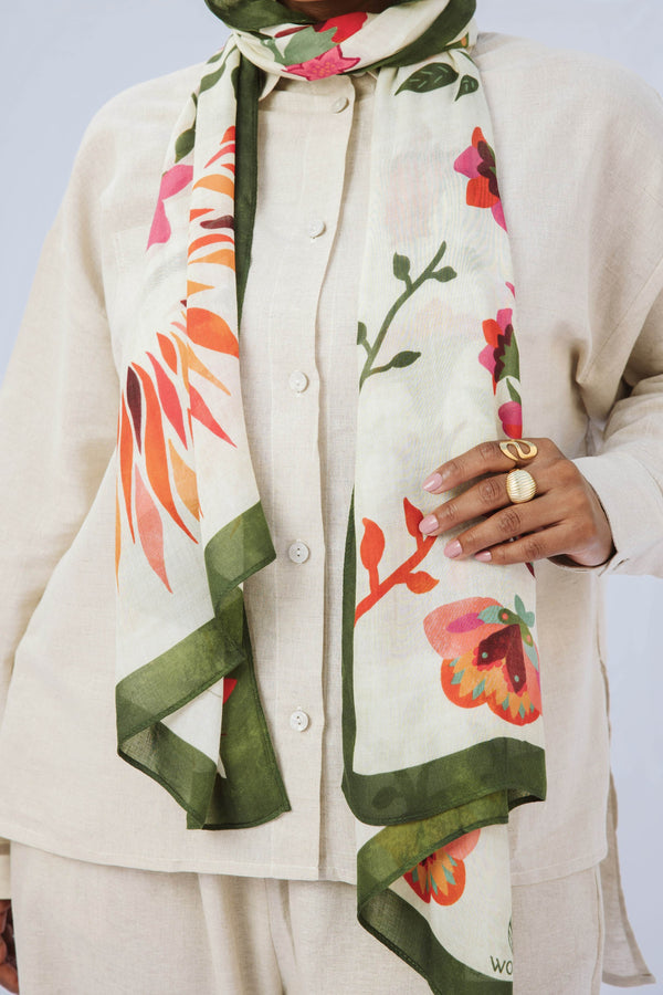 Worood Ruby Vines Modal Scarf – rich and elegant