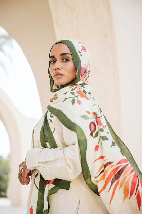 Worood Ruby Vines Modal Scarf – rich and elegant