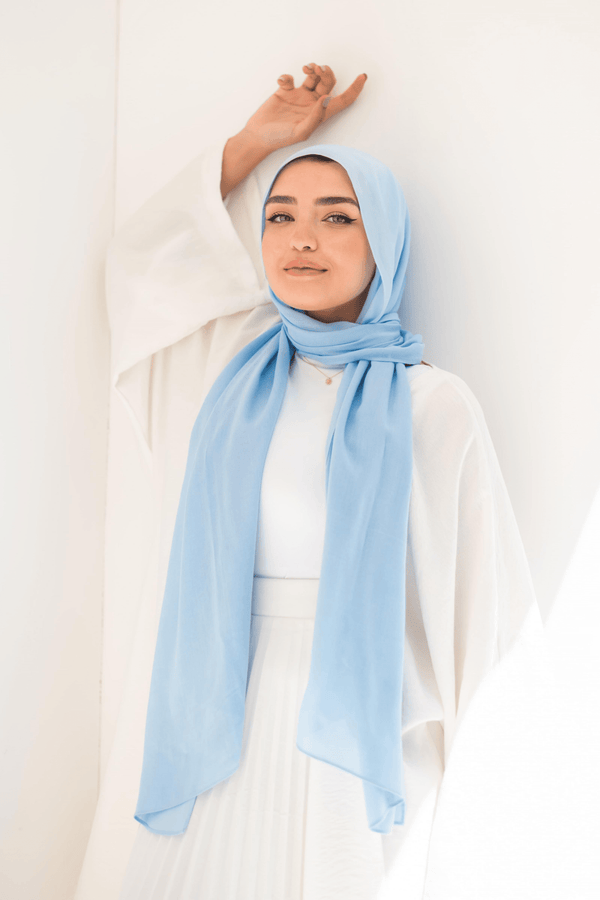Worood Sky Blue Cotton Modal Scarf – light and refreshing