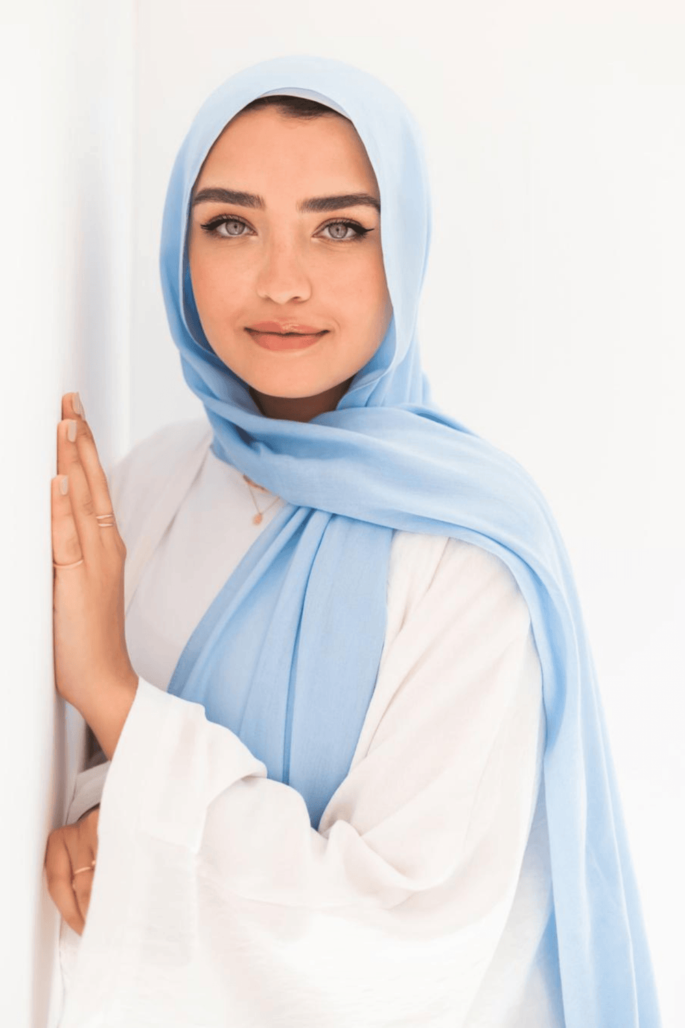Worood Sky Blue Cotton Modal Scarf – light and refreshing