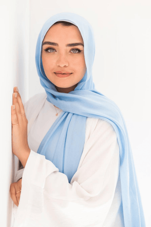 Worood Sky Blue Cotton Modal Scarf – light and refreshing