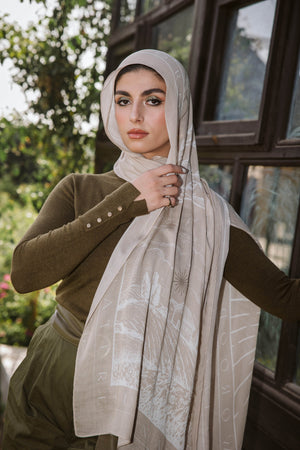 Worood Sunny Days In Beige Modal Scarf – light and versatile