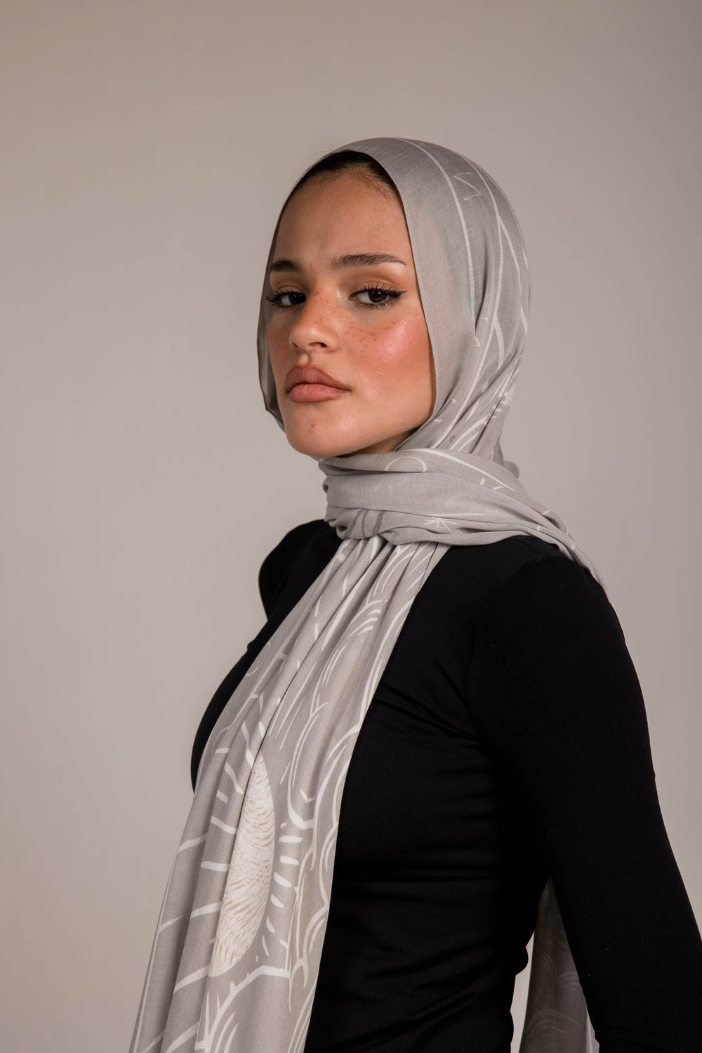 Worood Sunny Days In Grey Modal Scarf – cool and neutral