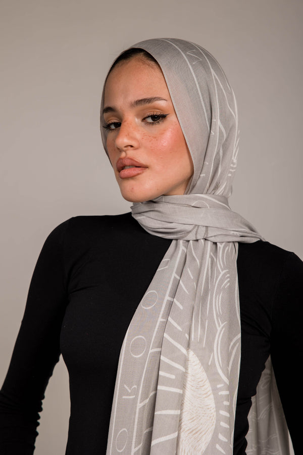 Worood Sunny Days In Grey Modal Scarf – cool and neutral