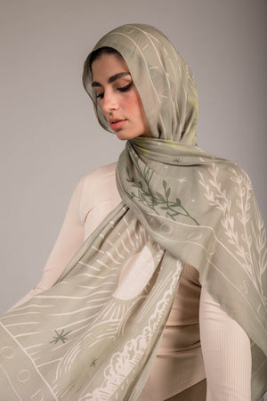Worood Sunny Days In Sage Modal Scarf – calm and fresh