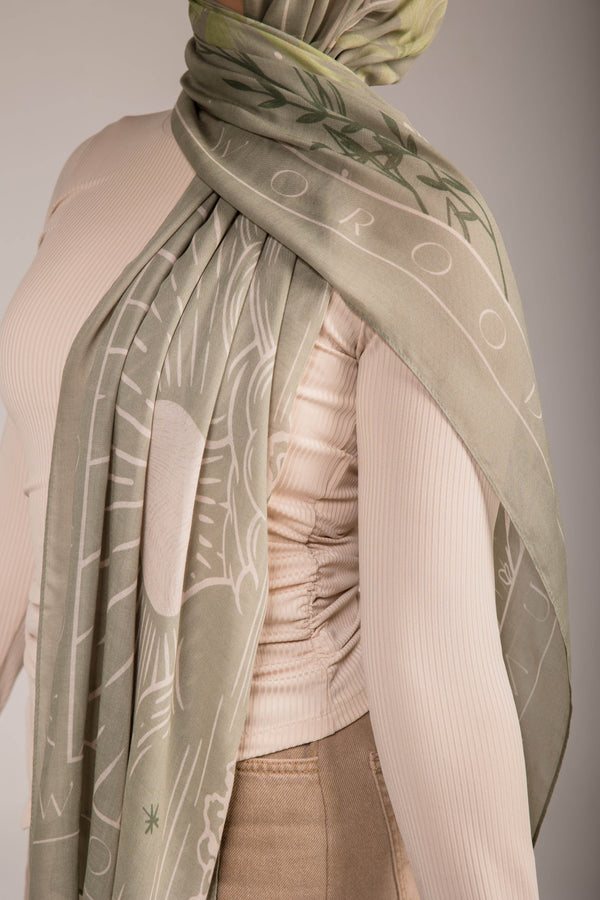 Worood Sunny Days In Sage Modal Scarf – calm and fresh