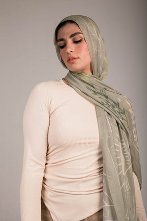 Worood Sunny Days In Sage Modal Scarf – calm and fresh