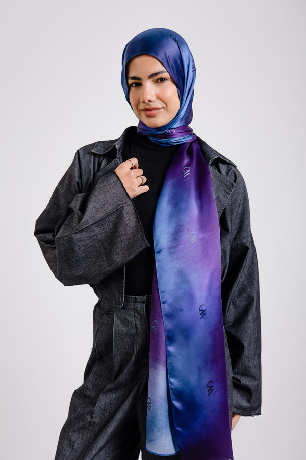 Worood Beaux Blue Silk Scarf Rectangle – light blue silk scarf with elegant, smooth texture