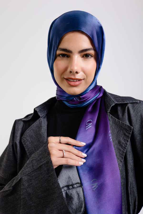 Worood Beaux Blue Silk Scarf Rectangle – light blue silk scarf with elegant, smooth texture