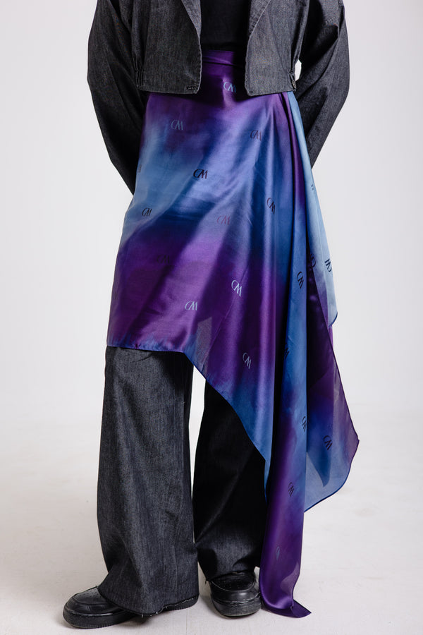 Worood Beaux Blue Silk Scarf Rectangle – light blue silk scarf with elegant, smooth texture