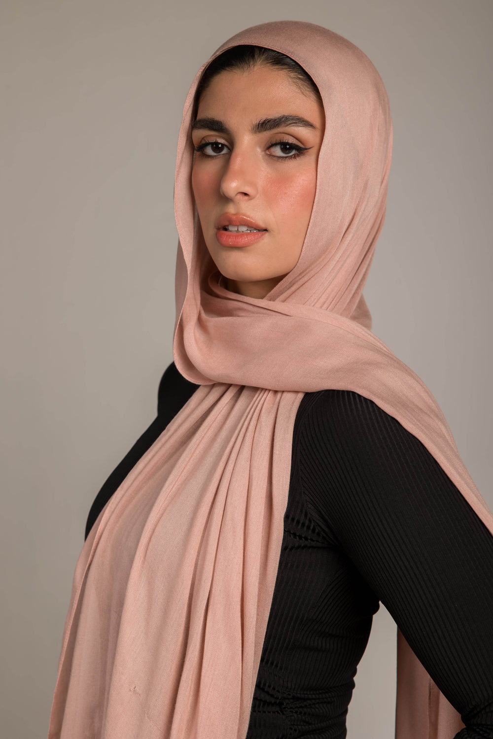 Worood Dusty Blush Cotton Modal Scarf – soft and feminine