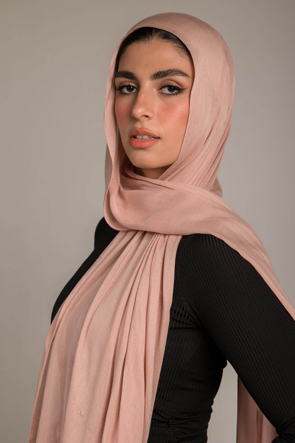 Worood Dusty Blush Cotton Modal Scarf – soft and feminine