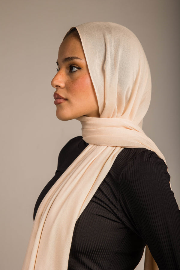 Worood Nude Beige Cotton Modal Scarf – subtle and timeless