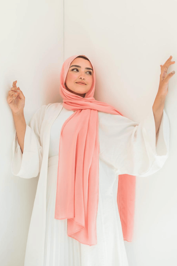 Worood Peach Cotton Modal Scarf – soft and sweet