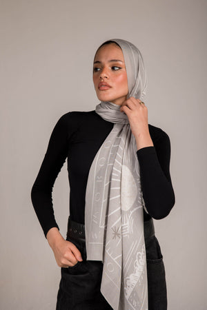 Worood Sunny Days In Grey Modal Scarf – cool and neutral
