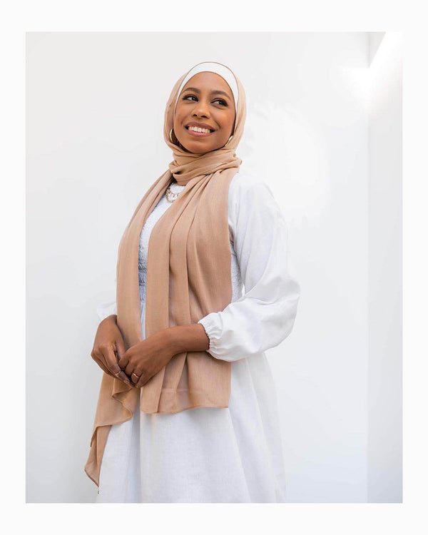 Worood Mocha Cotton Modal Scarf – subtle and stylish