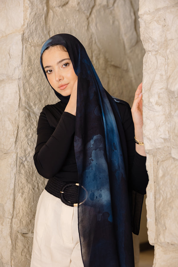 Darya printed premium modal scarf with breathable lightweight drape by WOROOD