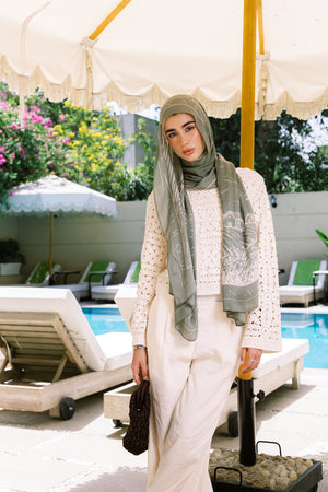 Sunny Days In Olive Printed Premium Modal Scarf
