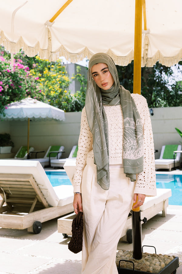 Sunny Days In Olive Printed Premium Modal Scarf