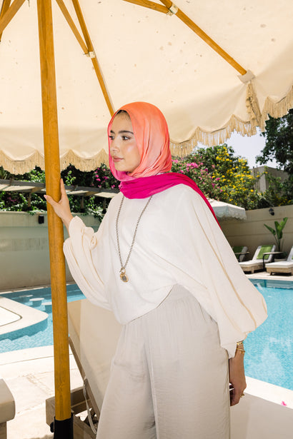 Fuchsia Fusion printed premium modal scarf with breathable lightweight drape by WOROOD
