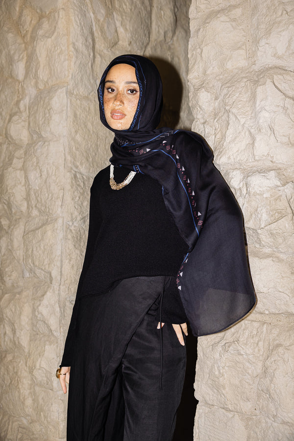 Masar printed premium modal scarf with breathable lightweight drape by WOROOD