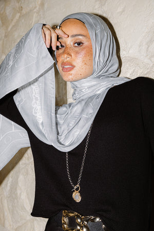 Sunny Days In Grey Printed Premium Modal Scarf