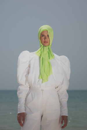 Worood Apple Green Bamboo Scarf Set – Elegant & Fresh – سكارف بامبو خفيف باللون الأخضر التفاحي – ورود