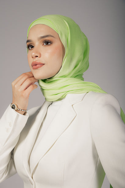 Apple Green premium bamboo scarf set with matching bamboo inner cap and breathable lightweight drape by WOROOD
