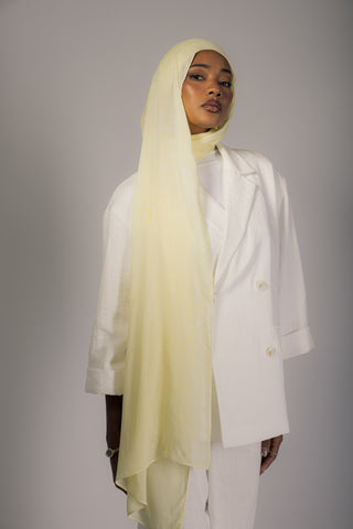 Butter Yellow Premium Bamboo Scarf Set with matching bamboo inner cap and breathable lightweight drape by WOROOD