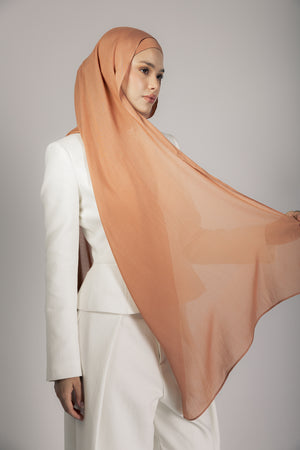 Caramel premium bamboo scarf set with matching bamboo inner cap and breathable lightweight drape by WOROOD