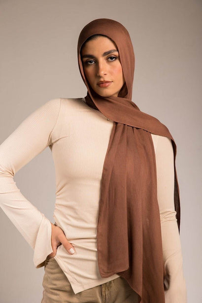 Worood Chocolate Cocoa Cotton Modal Scarf – warm and classic