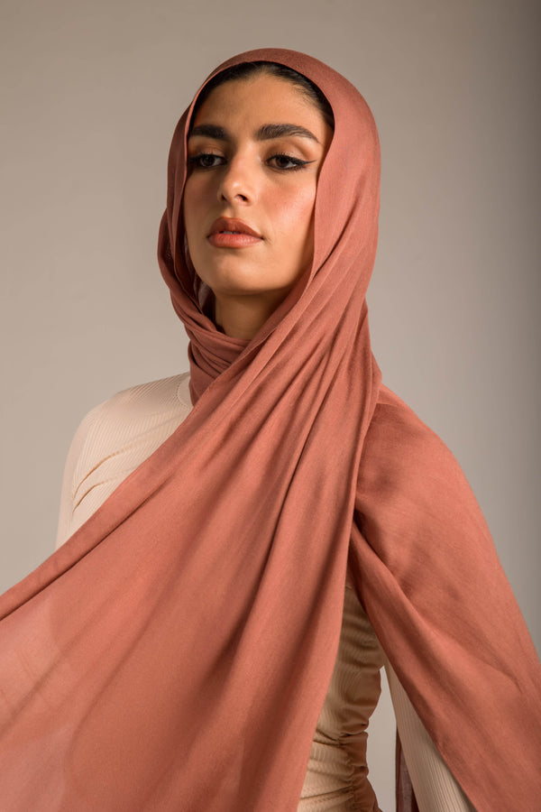 Worood Clay Cotton Modal Scarf – earthy and minimal