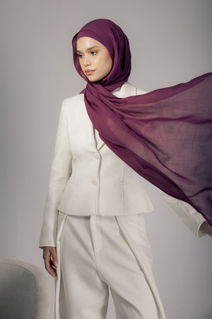 Crimson Berry premium bamboo scarf set with matching bamboo inner cap and breathable lightweight drape by WOROOD