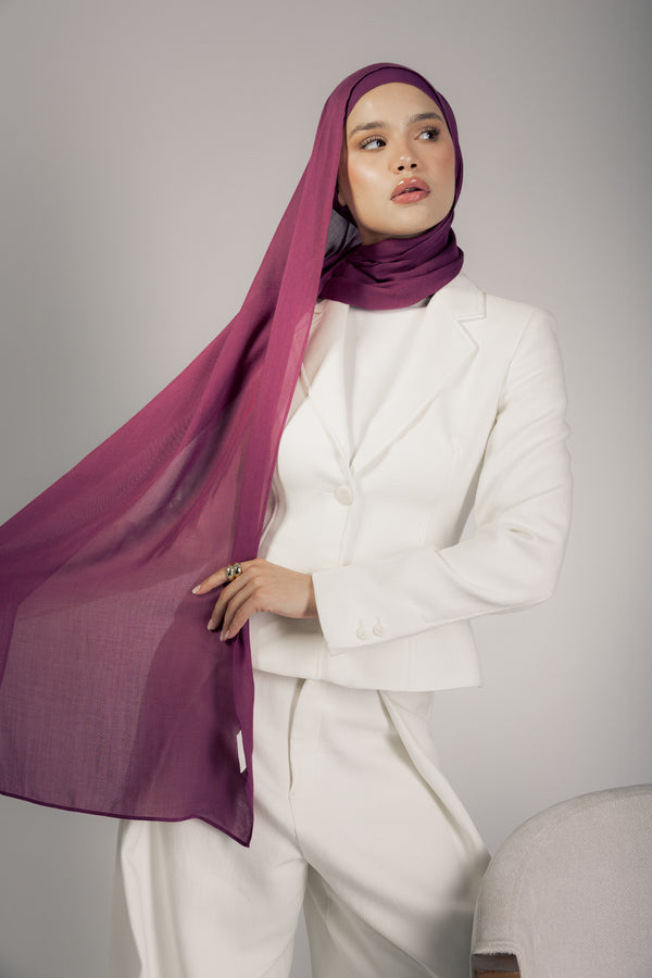 Crimson Berry premium bamboo scarf set with matching bamboo inner cap and breathable lightweight drape by WOROOD