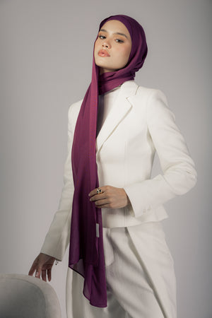 Crimson Berry premium bamboo scarf set with matching bamboo inner cap and breathable lightweight drape by WOROOD