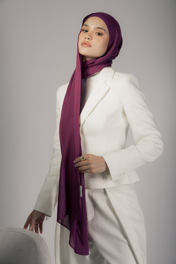 Crimson Berry premium bamboo scarf set with matching bamboo inner cap and breathable lightweight drape by WOROOD