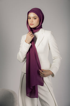 Crimson Berry premium bamboo scarf set with matching bamboo inner cap and breathable lightweight drape by WOROOD